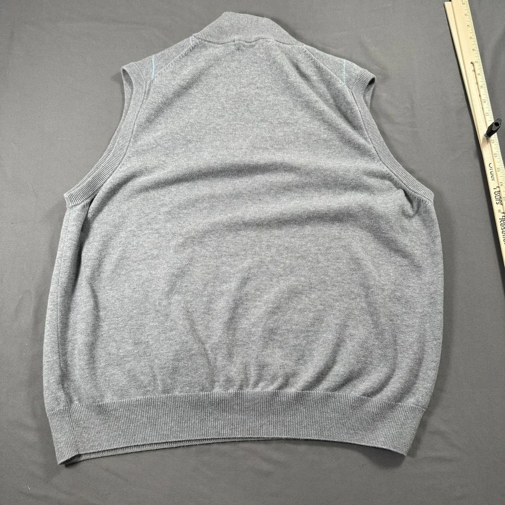 Bobby Jones Sweater Vest Mens Large Gray Quarter Zip‎ Argyle Pima Cotton Golf